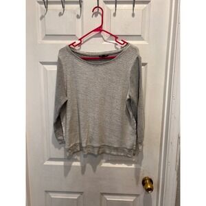 American Eagle Gray Textured Knit Mixed Media Crossover Back Sweater Large